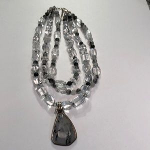 Fabulous Barse statement necklace in gray and clear stones and beads